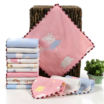 婴儿口水巾纯棉纱布毛巾宝宝用品儿童手帕新生幼儿超软洗脸小方巾1条