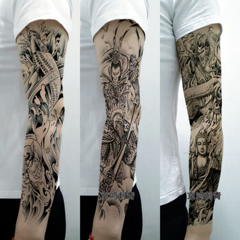 全臂手臂纹身贴防水男女仿真 欧美大花臂龙满臂刺青纹身贴纸 3张全臂