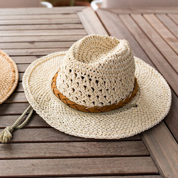 草帽男防晒草帽男遮阳夏季男士凉帽儿童帽夏男童亲子帽子编织沙滩帽