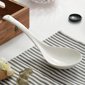 厨大人 纯白色 勺子家用陶瓷大汤匙调羹米饭勺大瓷勺小勺长柄汤勺日式