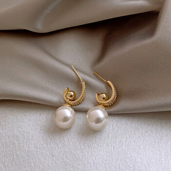 小众设计感珍珠耳环韩国925银针个性法式感耳钉耳坠耳饰女潮m1001珍珠