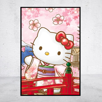 钻石画hellokitty卡通动漫5d钻石画hellokitty凯蒂猫方圆钻满贴十字绣