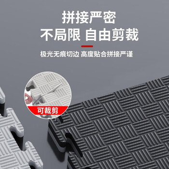 珈柔健身房地垫隔音减震家用高密度运动地板防震拼接楼层地胶橡胶地毯 高密度1*1米 厚2cm 黑灰双面 - 4