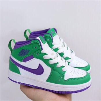 纯原aj1童鞋乔1鸳鸯扣碎儿童运动鞋大童小童男女童aj1高帮篮球鞋紫绿