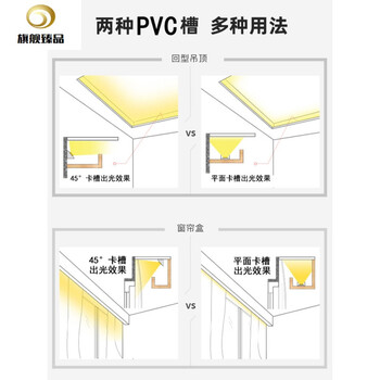 小米mi生态米家同款灯带卡槽45度灯槽窗帘盒明装线性灯线形灯线条灯