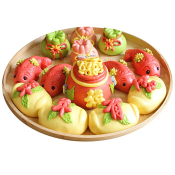 七街八巷 馒头纯手工山东花饽饽特产儿童宝宝周岁生日醒狮面点花馍