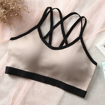 浪莎一体式加厚小胸美背打底抹胸内衣女高中学生少女裹胸运动文胸女式
