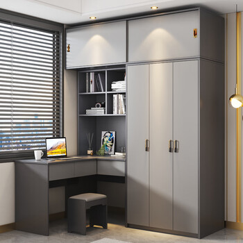 百爱优正实木转角连体书桌柜颗粒板小户型l型学生写字台家用电脑桌带