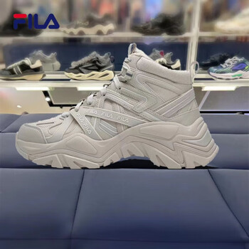 斐乐fila女鞋2023冬新款中帮鱼刺鞋加绒运动鞋老爹鞋f12w341118fbk