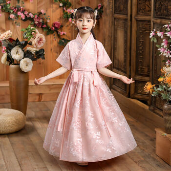 欧玉诗汉服女童10岁儿童古装古代服装夏季12岁女孩民族服装古筝演出服