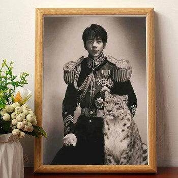 百圣牛丁真将军肖像画搞笑挂画中国伟人名人芝士雪豹相