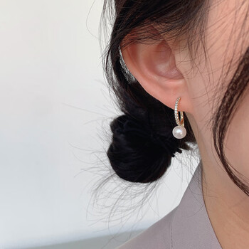 centurykudos珍珠耳环女复古法式气质小众设计感925银针耳钉精送女友