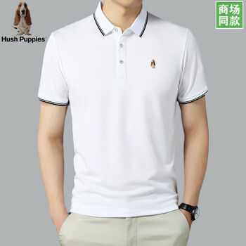 暇步士男装夏季新款男士短袖t恤翻领纯色商务休闲体恤xbs6632白色m165