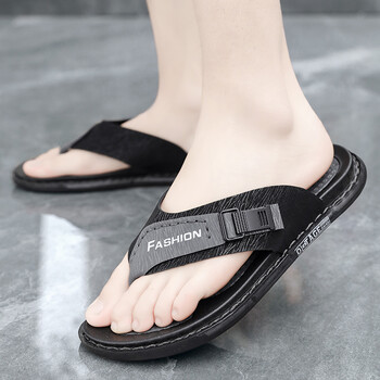 人字拖鞋男士夏季外穿防滑防臭家用凉拖户外休闲耐磨越南沙滩凉鞋黑灰
