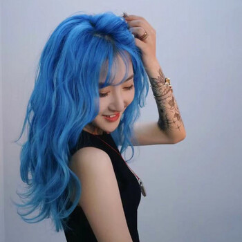 蓝黑色蓝灰色冰蓝色女自己在家染 银河蓝【目前头发已经是9度黄发选】