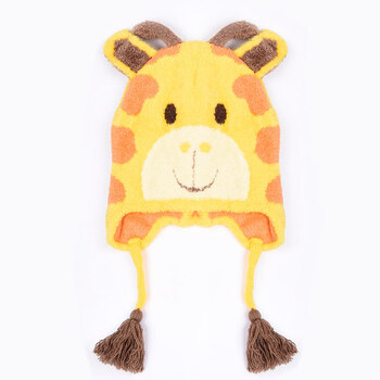 阪织屋秋冬加绒儿童帽子36岁蜜绒保暖可爱小动物提花护耳帽扁帽蜜绒