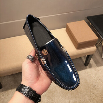 凤凰古驰英伦韩版豆豆鞋男四季鞋子漆皮亮面休闲皮鞋男一脚蹬懒人潮鞋