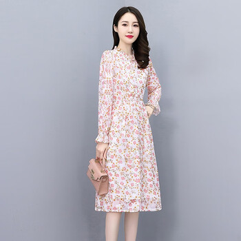 梵侈赫尔轻奢品牌碎花雪纺连衣裙春秋女装2022年新款气质名媛高端设计