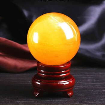 戴劲天然黄水晶球黄色原石打磨家居办公风水摆件 直径28厘米