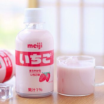 日本进口meiji明治草莓味牛奶醇厚什锦味饮料夏季网红少女心饮品220ml