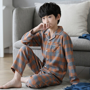 萌天星儿童时髦舒适睡衣男孩2023春秋长袖中大童青少年洋气男童家居服