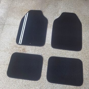 天鹅绒面通用汽车脚垫橡胶防滑汽车丝圈脚垫车地垫汽车过桥 黑白竖纹
