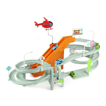 贝有趣抖音同款小火车爬楼梯轨道多层电动滑滑梯旋转飞机39岁儿童玩具