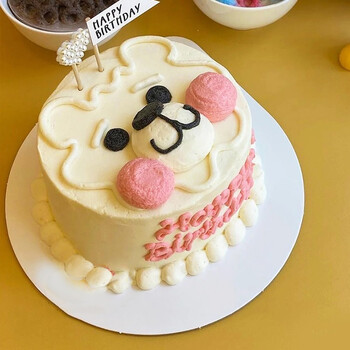 同城配送预定手绘网红水果生日蛋糕定制当日送达儿童 软萌小熊款 6寸