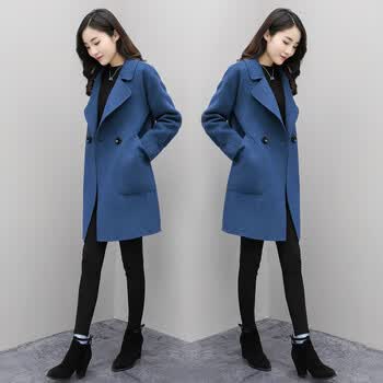 蒂芙尼(difuni2022新款纯色毛呢外套女秋冬季休闲百搭显瘦呢子大衣