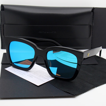 雷朋新款v韩系潮牌男士方形偏光太阳镜女潮明星款复古开车驾驶gm冰蓝