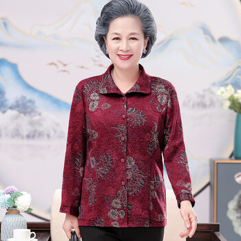 潮韵月老人衣服奶奶春秋款加肥加大中老年春装女衬衫