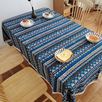 高端民族风棉麻茶几布 欧式田园风格桌布棉麻复古餐厅桌布民族风桌布