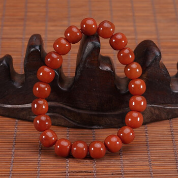 zhio保山南红老型珠手串佛珠玛瑙手链柿子红男女款单圈红色单圈红色