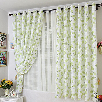 窗帘布简约现代客厅卧室阳台遮阳防晒飘窗短帘简易出租房田园隔热窗帘