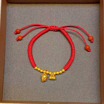 老凤凰两世欢莲蓬转运珠红绳手链女小金珠子999编织红绳款莲花莲蓬5粒