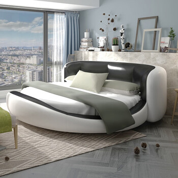 小米阳光大圆床 大圆床双人床真皮婚床现代简约主卧室公主床网红豪华