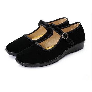 老北京布鞋儿童黑布鞋女童舞蹈礼仪鞋方扣鞋民国学生鞋子黑色 女黑色