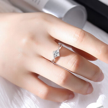 元良铂金戒指pt950莫桑石钻戒情侣男女戒对戒1克拉生日礼物天使之吻50