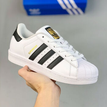 迪superstar三叶草贝壳头经典款休闲运动男女鞋黑白金标36