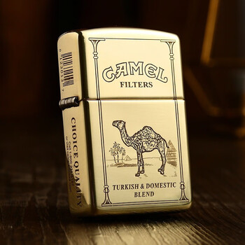 zippo edge之宝煤油防风打火机刻字 黄铜盔甲五面精雕沙漠骆驼 男士