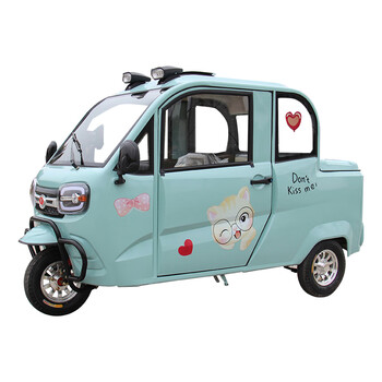 绿野客小水滴电动车 封闭皮卡电动三轮车用小型带棚女性老人接孩子
