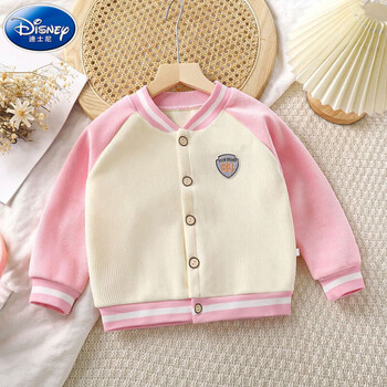 迪士尼儿童加绒外套男女童秋冬款开衫棒球服儿童保暖衣儿童休闲外套
