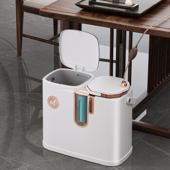 默淘（MOTAO）新款高端二合一茶水桶废水桶干湿分离茶桶茶渣桶储水桶家用大容量 茶水桶【双桶设计/垃圾袋收纳】