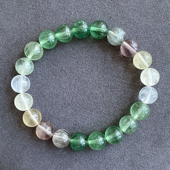 翠艳色带萤石手串羽毛拉丝解理渐变色多圈水晶手链单圈渐变萤石手链单