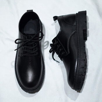 杰豪官方自营旗舰店皮鞋男款秋季透气新款男士休闲运动鞋子英伦马黑色