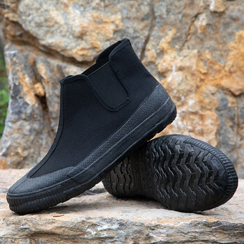 京蝌蝌解放鞋男工地民工工作干活农田鞋户外劳保高帮帆布作训鞋胶鞋