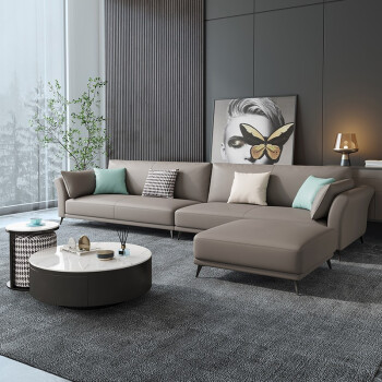 度府 沙发 简约现代小户型意式轻奢极简直排客厅皮艺沙发组合家用客厅