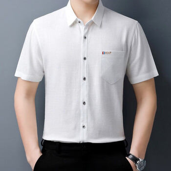 凡客诚品夏季亚麻衬衫男短袖薄款宽松麻料上衣中国风日系复古休闲白色