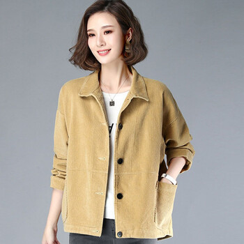 新款不起球单排扣秋装新款纯色休闲宽松复古上衣外套黄色m建议90118斤