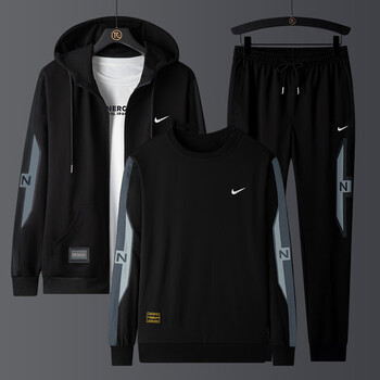 耐克(nike) 秋冬耐克卫衣套装男加绒连帽休闲跑步健身运动大码时尚三